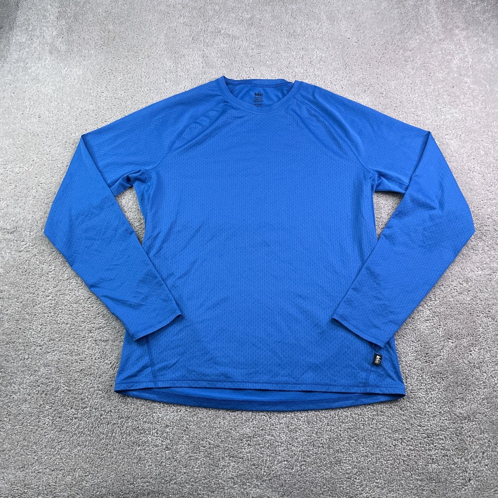 REI Co op Shirt Mens Medium Blue Lightweight Base Layer‎ Long Sleeve Hiking Tee